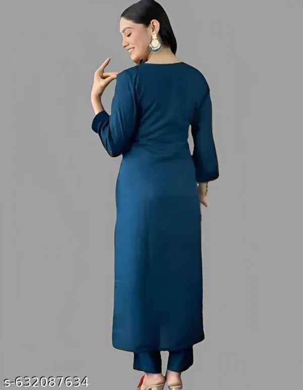Teal_Blue_Cotton_Premium_Kurta_Set_For_Women