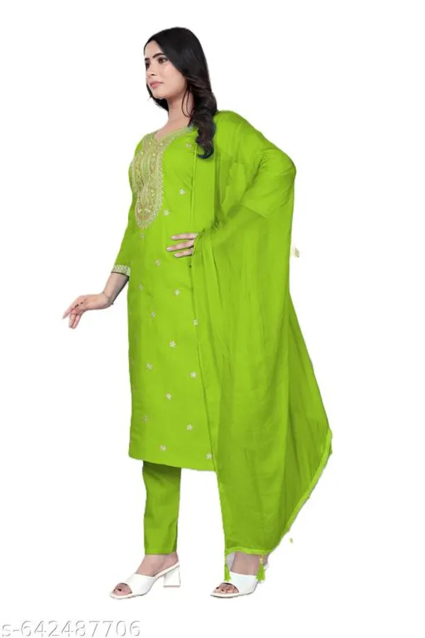 Green_Cotton_Premium_Kurta_Set_For_Women