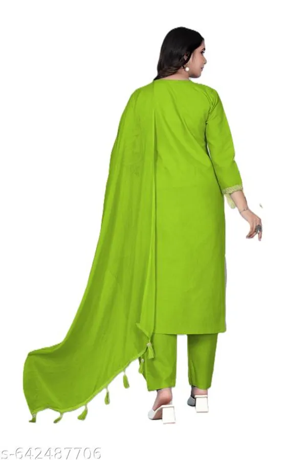 Green_Cotton_Premium_Kurta_Set_For_Women