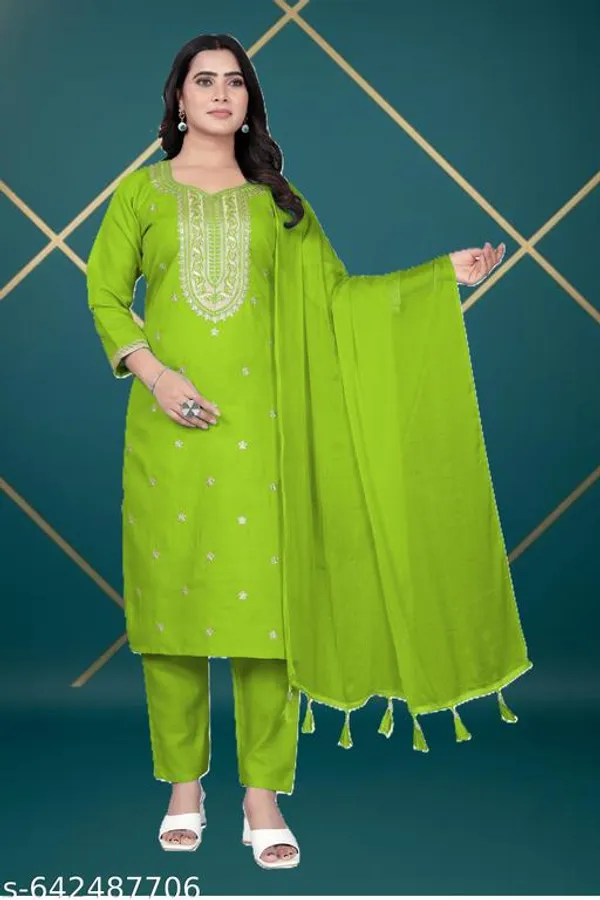 Green_Cotton_Premium_Kurta_Set_For_Women