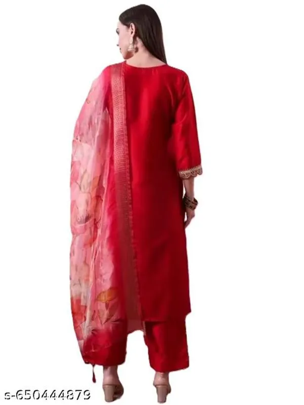 Red_Cotton_Premium_Kurta_Set_For_Women