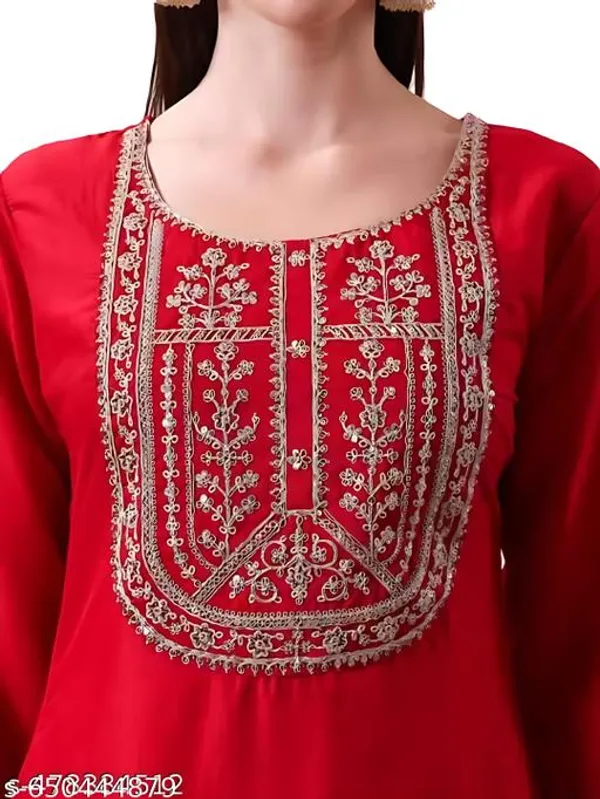 Red_Cotton_Premium_Kurta_Set_For_Women
