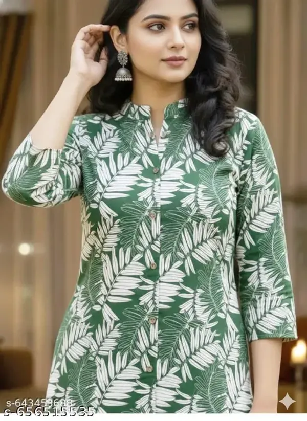 Green_And_White_Cotton_Premium_Kurta_Set_For_Women