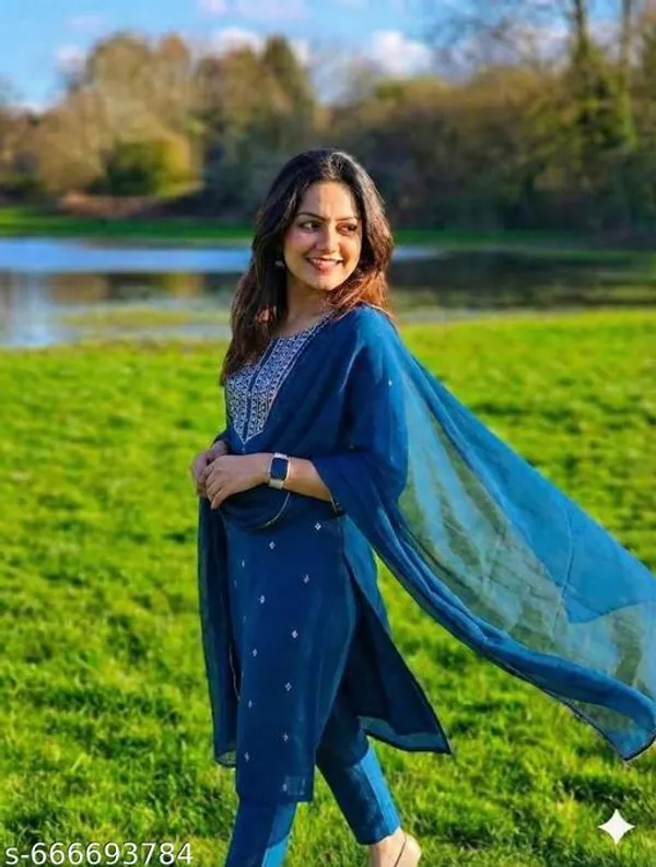 Blue_Cotton_Premium_Kurta_Set_For_Women