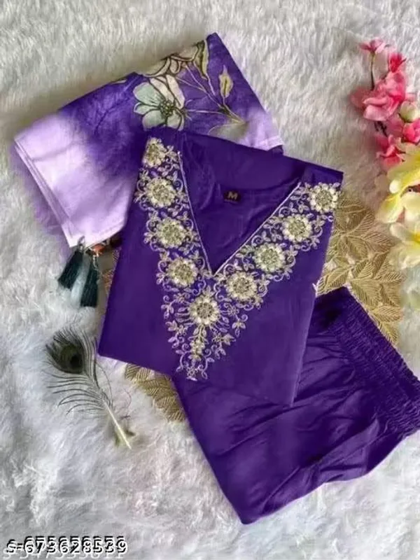 Purple_Cotton_Premium_Kurta_Set_For_Women
