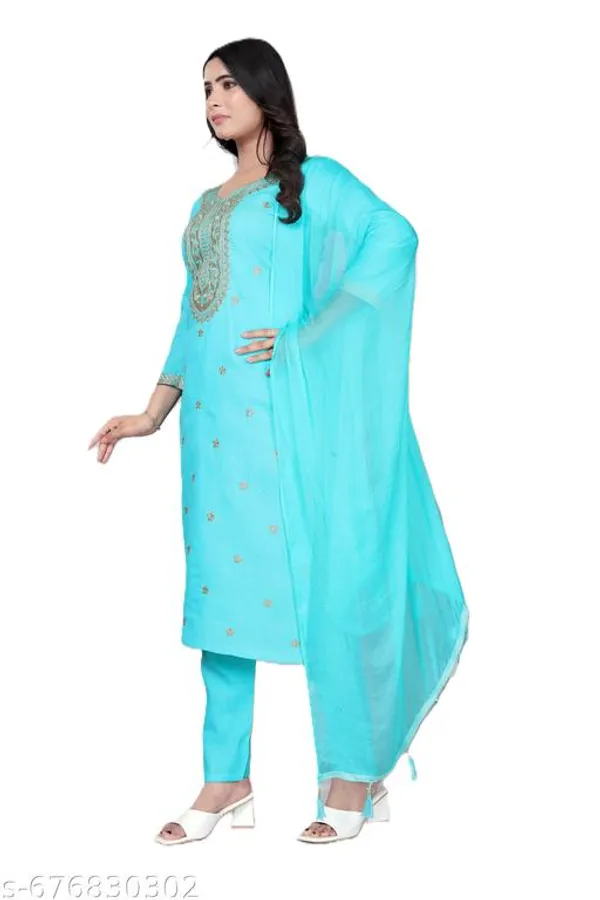 Sky_Blue_Cotton_Premium_Kurta_Set_For_Women