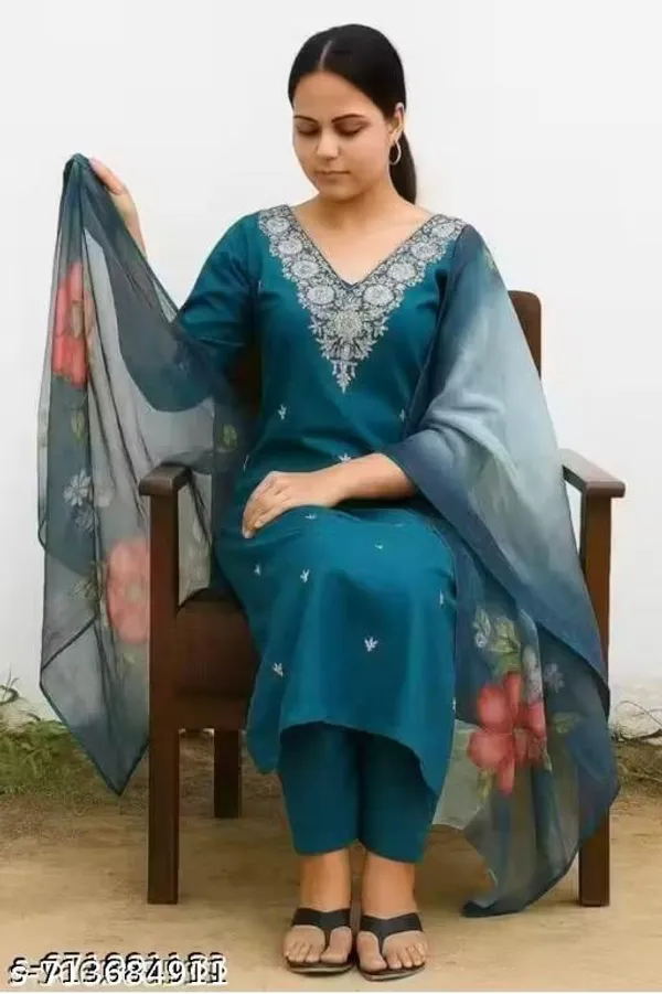 Blue_Cotton_Premium_Kurta_Set_For_Women