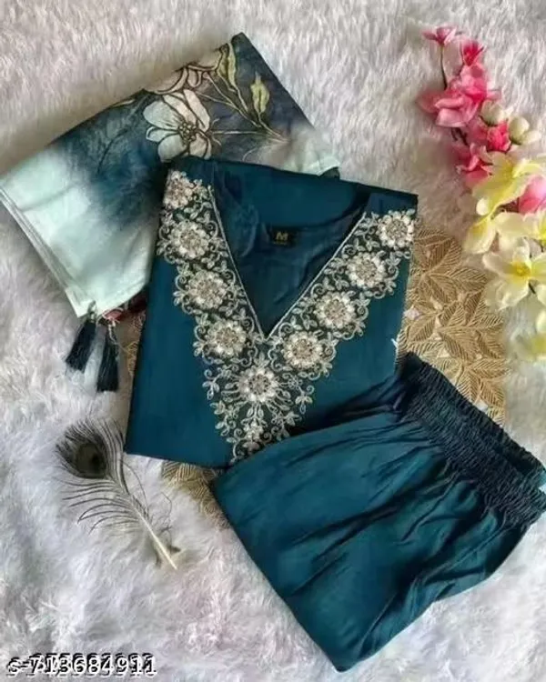 Blue_Cotton_Premium_Kurta_Set_For_Women