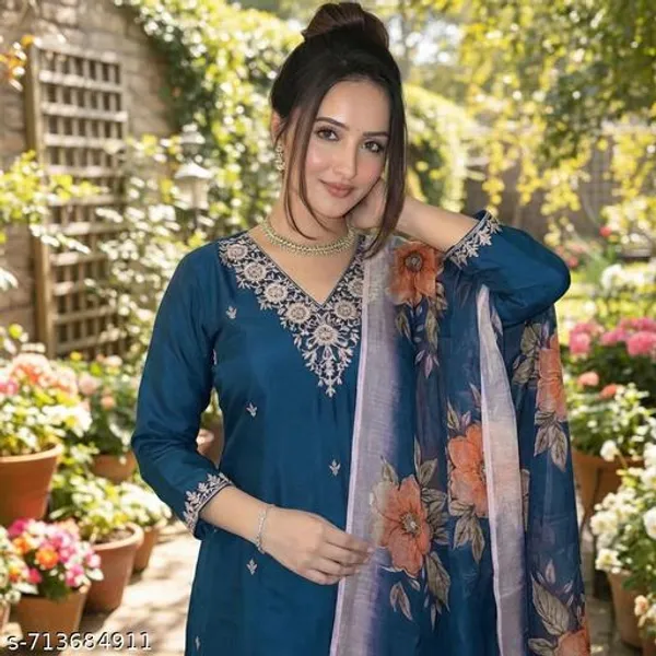 Blue_Cotton_Premium_Kurta_Set_For_Women
