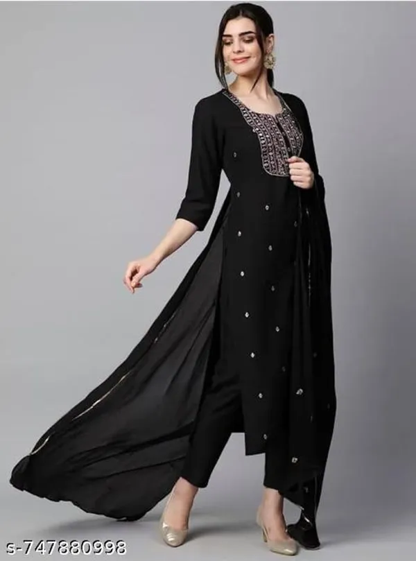 Black_Cotton_Premium_Kurta_Set_For_Women
