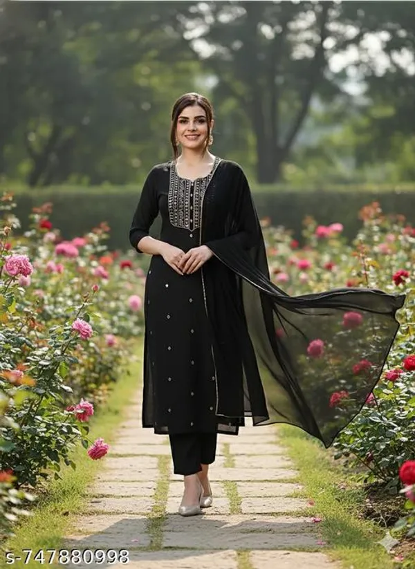 Black_Cotton_Premium_Kurta_Set_For_Women
