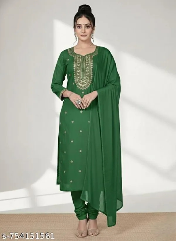 Green_Cotton_Premium_Kurta_Set_For_Women