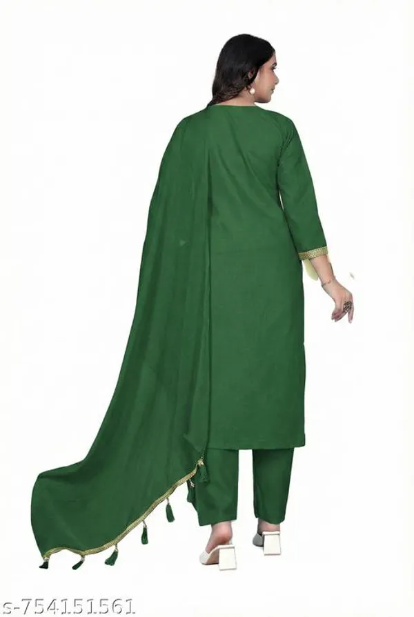 Green_Cotton_Premium_Kurta_Set_For_Women