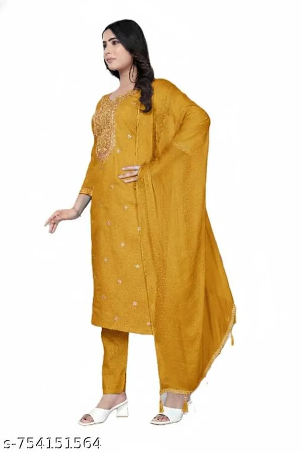 Mustard_Yellow_Cotton_Premium_Kurta_Set_For_Women