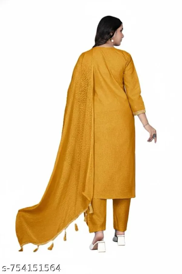 Mustard_Yellow_Cotton_Premium_Kurta_Set_For_Women