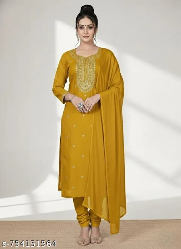 Mustard_Yellow_Cotton_Premium_Kurta_Set_For_Women