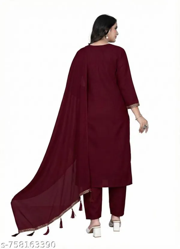 Maroon_Cotton_Premium_Kurta_Set_For_Women