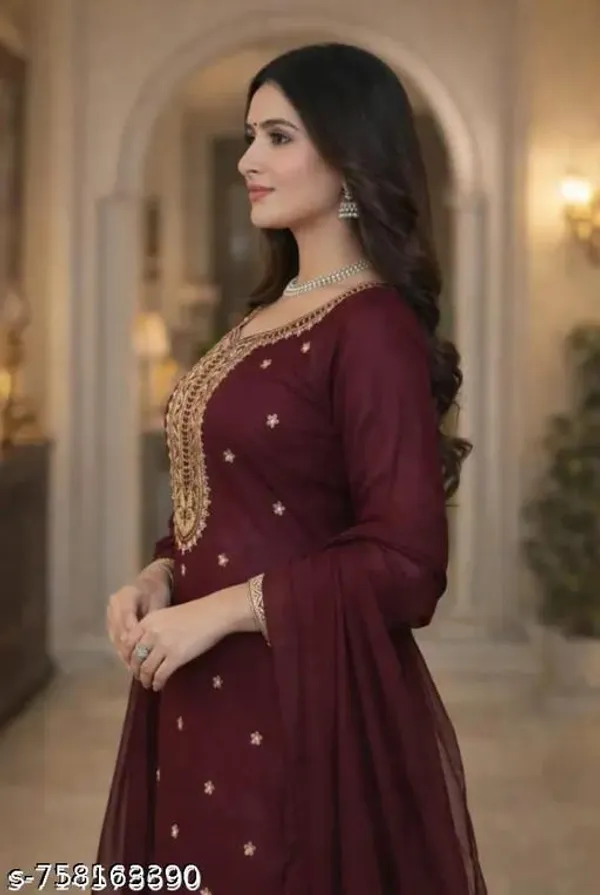 Maroon_Cotton_Premium_Kurta_Set_For_Women