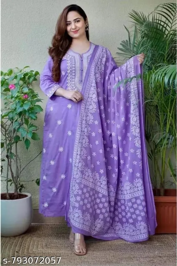 Lavender_Cotton_Premium_Kurta_Set_For_Women