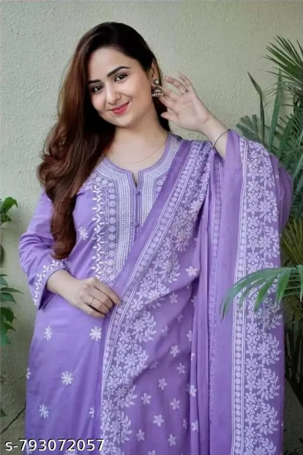 Lavender_Cotton_Premium_Kurta_Set_For_Women