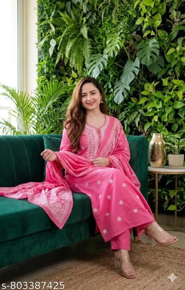 Pink_Cotton_Premium_Kurta_Set_For_Women