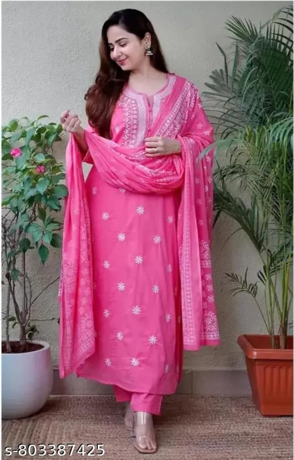 Pink_Cotton_Premium_Kurta_Set_For_Women