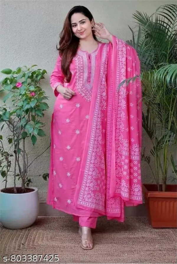 Pink_Cotton_Premium_Kurta_Set_For_Women