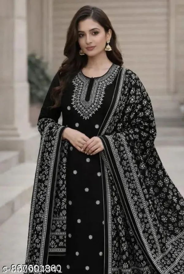 Black_Cotton_Premium_Kurta_Set_For_Women