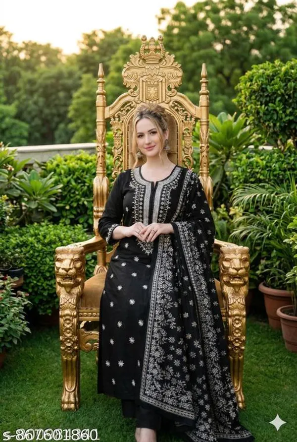 Black_Cotton_Premium_Kurta_Set_For_Women