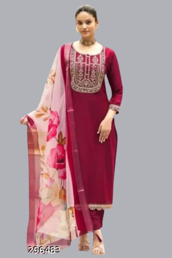 Red_Cotton_Premium_Kurta_Set_For_Women