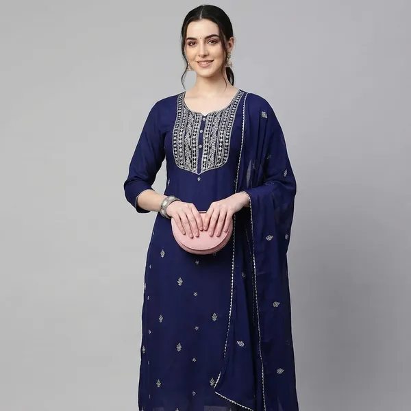 Navy_Blue_Cotton_Premium_Kurta_Set_For_Women