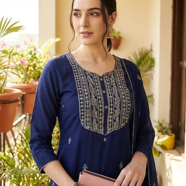 Navy_Blue_Cotton_Premium_Kurta_Set_For_Women