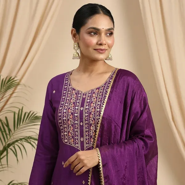 Purple_Cotton_Premium_Kurta_Set_For_Women