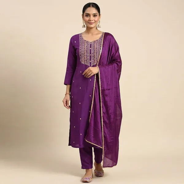 Purple_Cotton_Premium_Kurta_Set_For_Women
