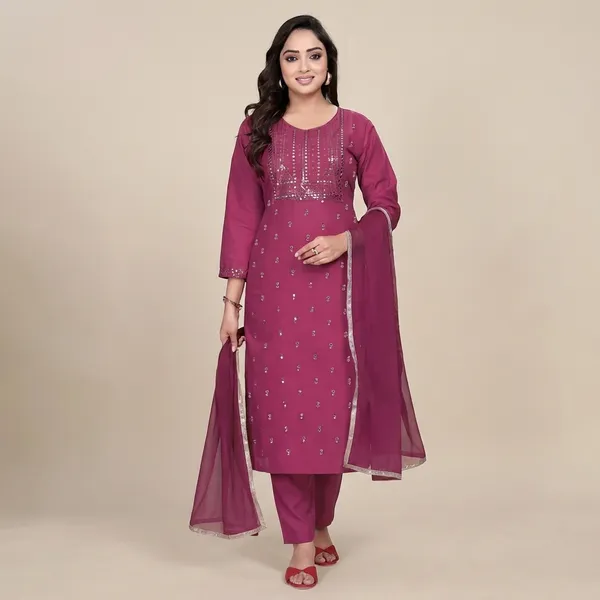 Maroon_Cotton_Premium_Kurta_Set_For_Women