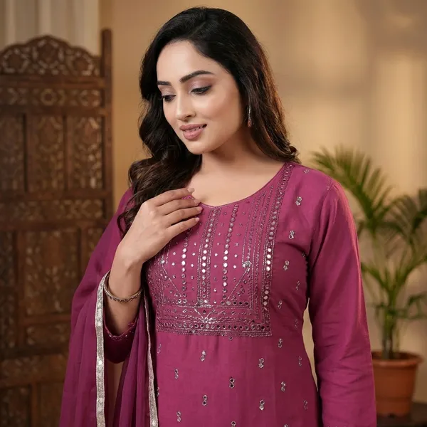 Maroon_Cotton_Premium_Kurta_Set_For_Women