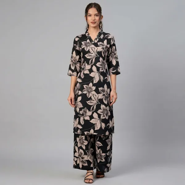 Black_Rayon_Cotton_Premium_Kurta_Set_For_Women