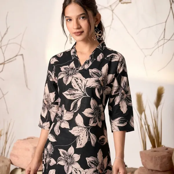 Black_Rayon_Cotton_Premium_Kurta_Set_For_Women