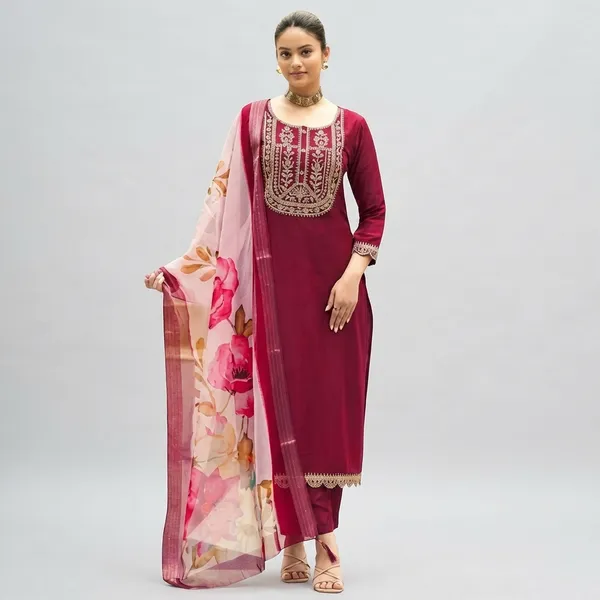 Red_Cotton_Premium_Kurta_Set_For_Women