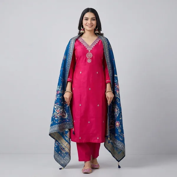 Pink_Cotton_Premium_Kurta_Set_For_Women