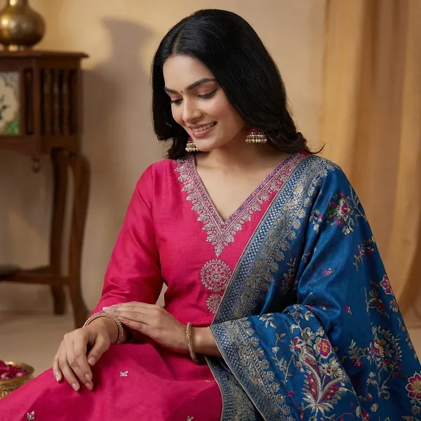 Pink_Cotton_Premium_Kurta_Set_For_Women