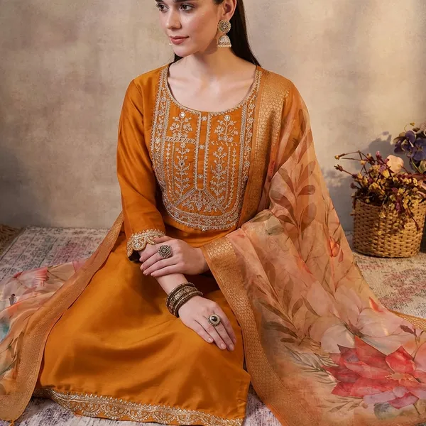 Orange_Cotton_Premium_Kurta_Set_For_Women
