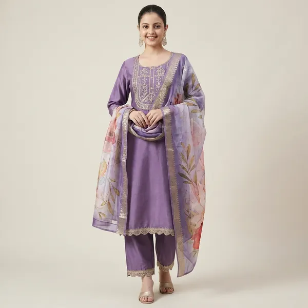 Lavender_Cotton_Premium_Kurta_Set_For_Women