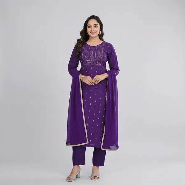Purple_Cotton_Premium_Kurta_Set_For_Women