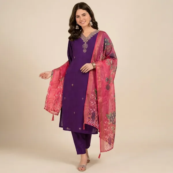 Purple_Cotton_Premium_Kurta_Set_For_Women
