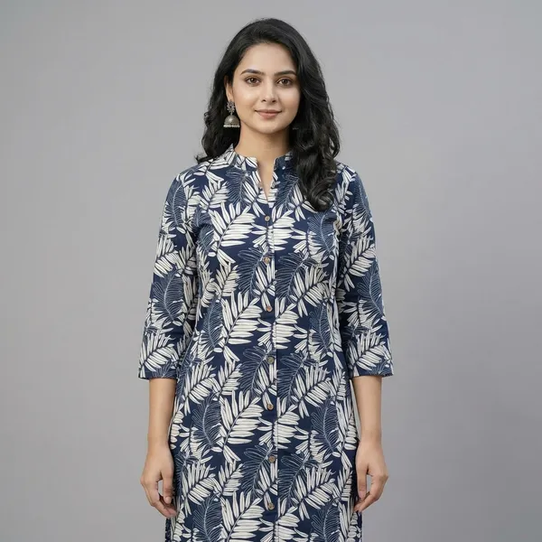 Navy_Blue_Cotton_Premium_Kurta_Set_For_Women