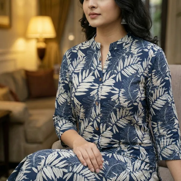 Navy_Blue_Cotton_Premium_Kurta_Set_For_Women