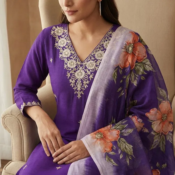 Purple_Cotton_Premium_Kurta_Set_For_Women