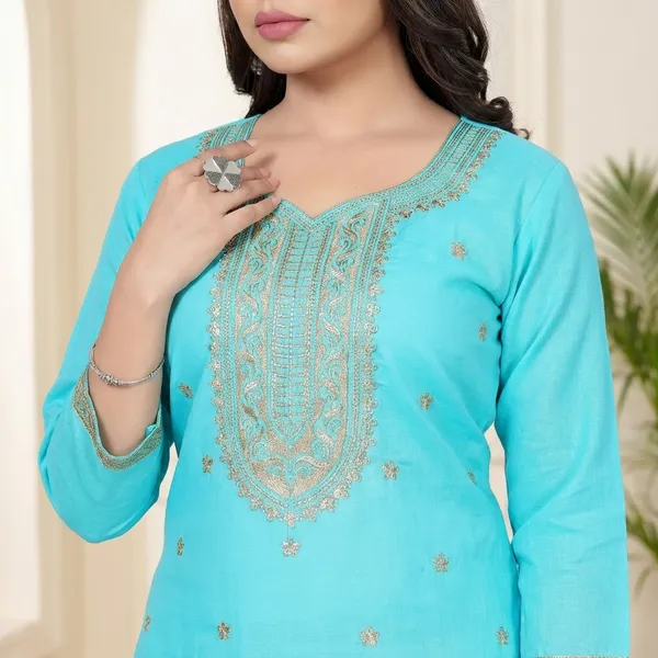 Sky_Blue_Cotton_Premium_Kurta_Set_For_Women