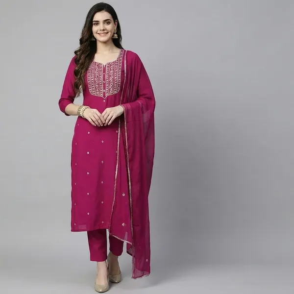 Maroon_Cotton_Premium_Kurta_Set_For_Women